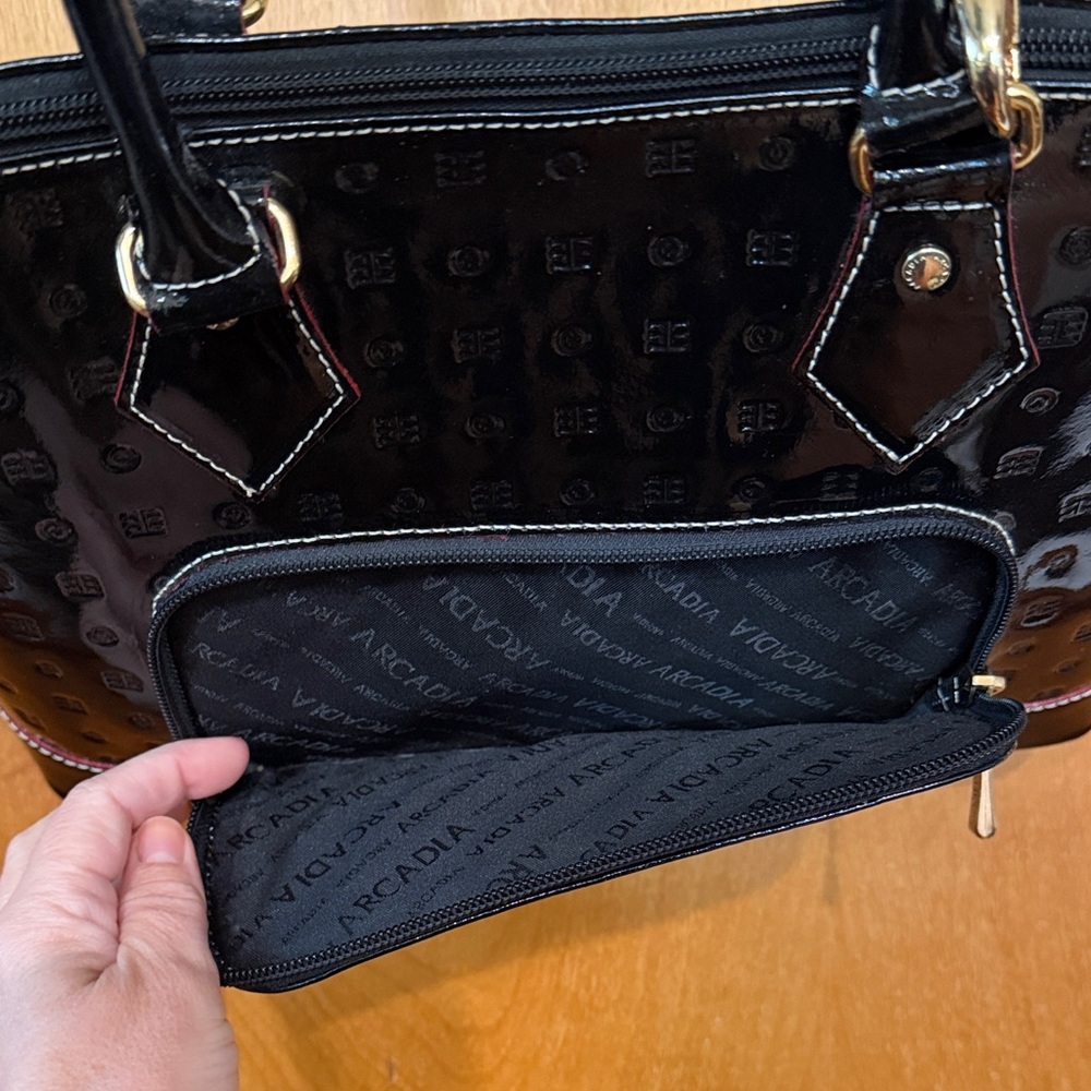 Arcadia Black Patent Leather Handbag - Picture 3 of 11